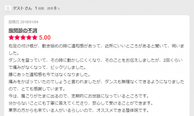 患者さんからの口コミ